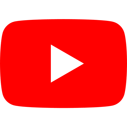 The iconic red YouTube play button logo.